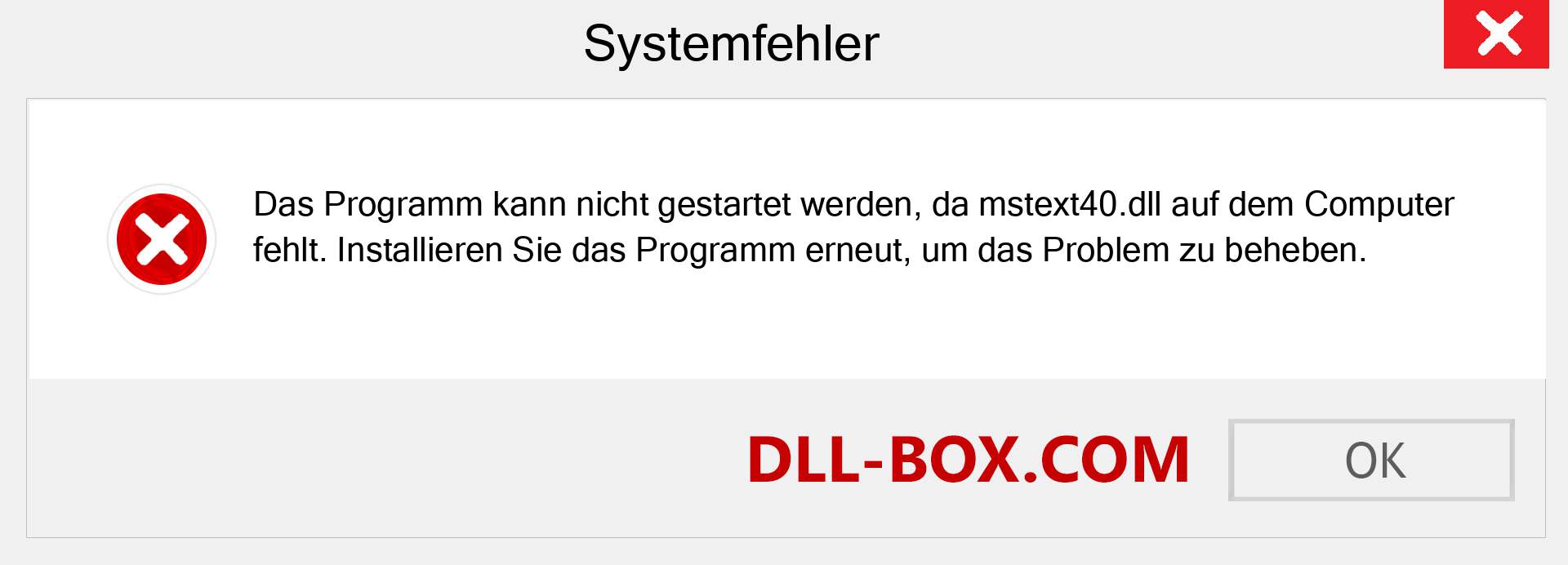 mstext40.dll-Datei fehlt?. Download für Windows 7, 8, 10 - Fix mstext40 dll Missing Error unter Windows, Fotos, Bildern