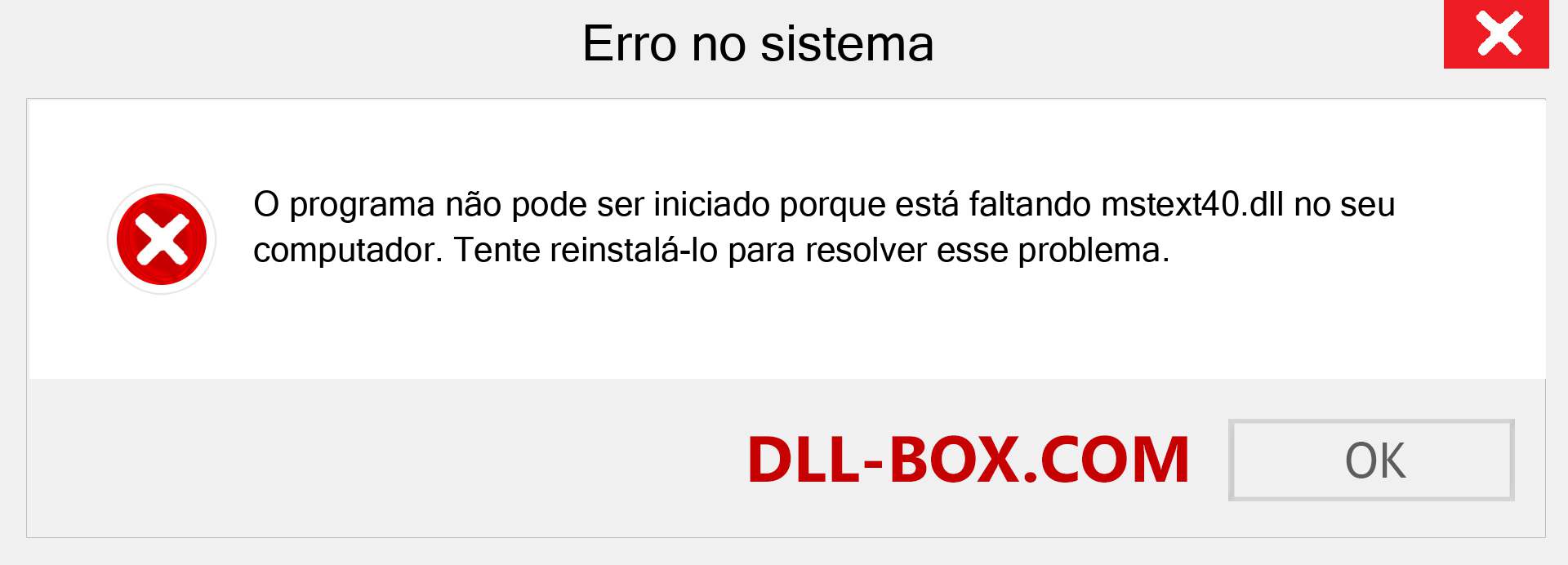 Arquivo mstext40.dll ausente ?. Download para Windows 7, 8, 10 - Correção de erro ausente mstext40 dll no Windows, fotos, imagens